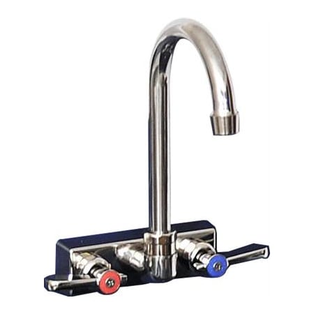 Bk Resources Evolution 4" Splash Mount Stainless Steel Faucet 4.5 Gooseneck Spout EVO-4SM-4G